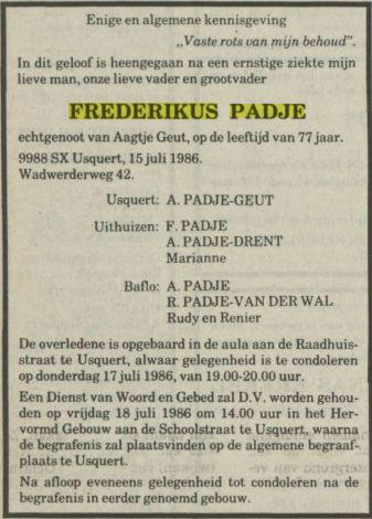 frederikus padje (1908) in 1986.